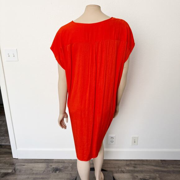 [Old Navy] Orange V-Neck Cap Sleeve Oversized Cocoon Mini Dress Size Large L - Picture 2 of 10